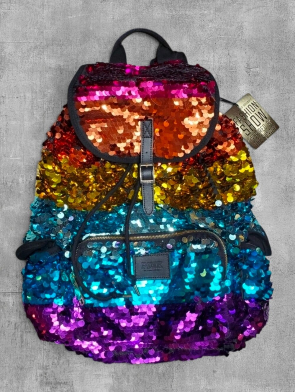 🌈 Ultra Rare 2012 Victoria's Secret Pink Fashion Show Runway Rainbow Backpack